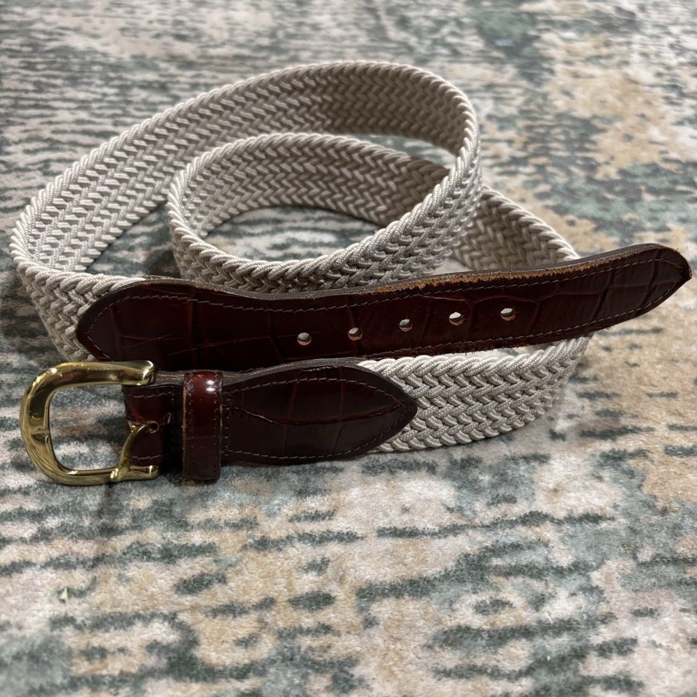 vintage Crookhorn braided cord belt Crocodile Embossed Size 38 Made In USA